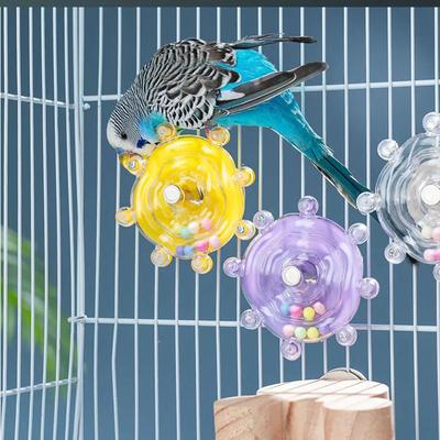 Interactive Parrot Toy Bird Cage Toy for Parrots Rotating Treat Dispenser for Mental Stimulation and Entertainment