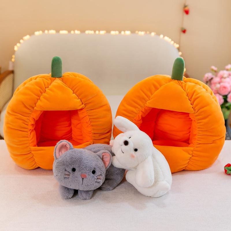Cat Pumpkin House Dog Plush Toys Cartoon Detachable Children Birthday Gifts