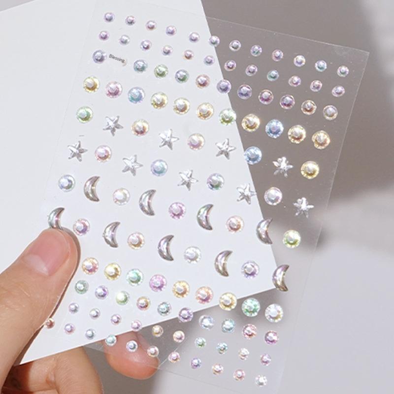 3D Eyes Face Makeup Temporary Tattoo Self Adhesive Beauty Colorful Pearl Jewels Stickers Festival Diy Body Art Decorations