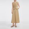 ELLE French Style Split Solid Color High Waist Midi A-Line Skirt Wool Casual Long Skirt Women skirts Light-Khaki ER50571