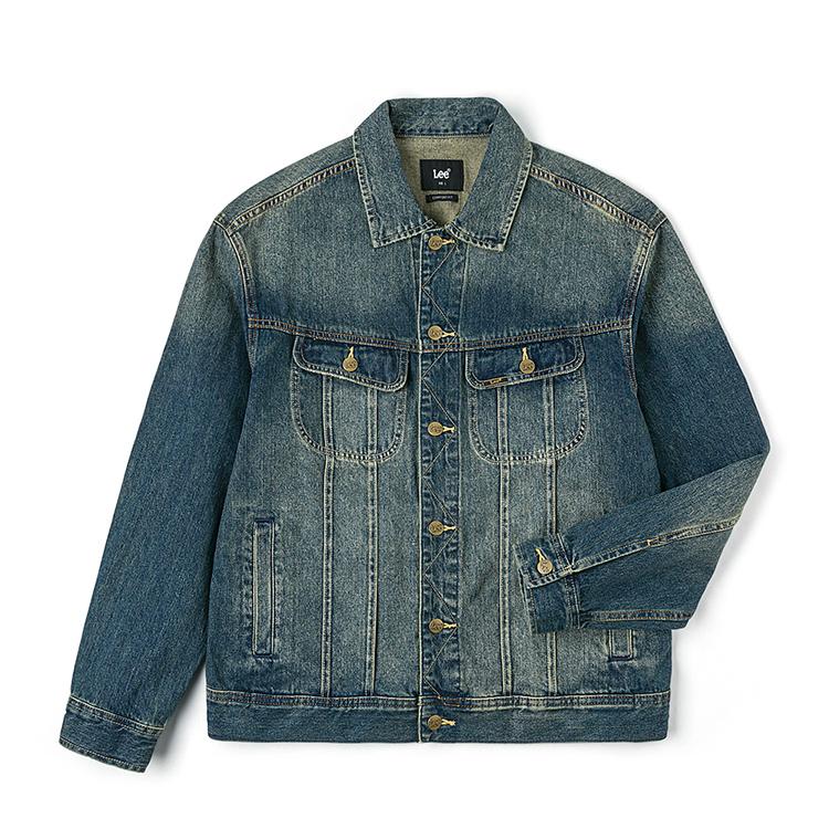 Lee Denim Jackets Men's Dark Blue Lapel Moderate Straight Fit LMT011190203487A09202