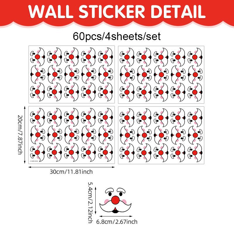 Christmas Snowman Face Sticker Self-Adhesive Cartoon Water Bottle Cup Window Wall Funny Decal