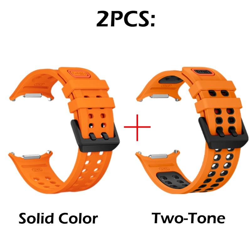 Official Style Silicone Watch Bands for Samsung Galaxy Watch Ultra 2 1 Solid & Two-Tone Set Hollow Breathable Silicone Straps