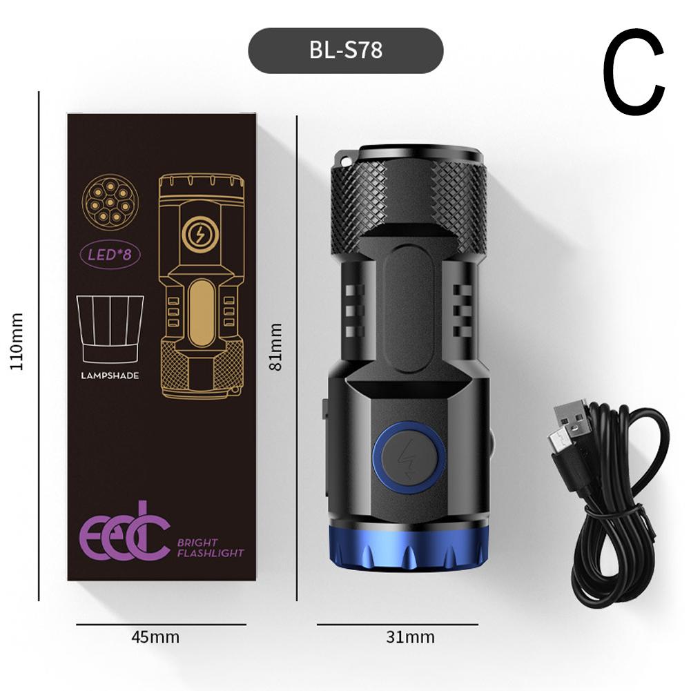 Flashlight Led Strong Light Rechargeable Portable Camping Lantern With Magnet Use Focusing  Long Range Lighting Equipment