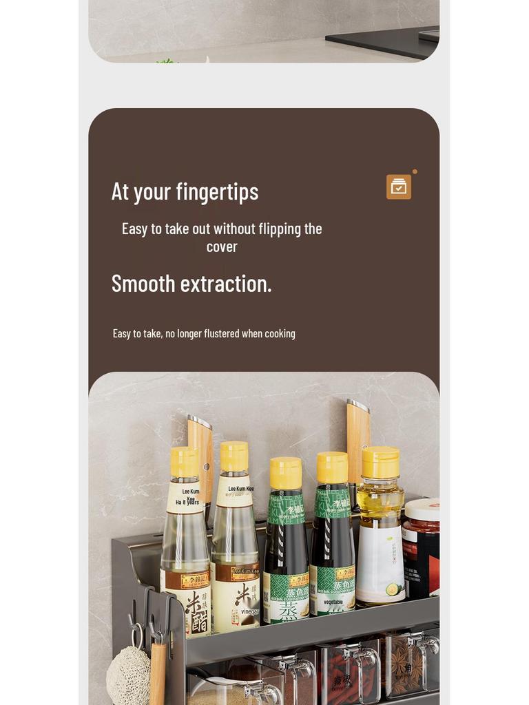 Multifunctional Kitchen Seasoning Rack: Multi-layer Storage for Seasonings, Knives, and Chopsticks