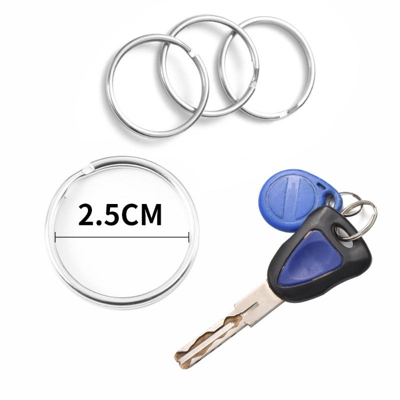 20/100pcs Stainless Steel Key Ring Key Chain 25mm Round Flat Round Split Keychain Polished Metal Blank Circle For DIY Findings