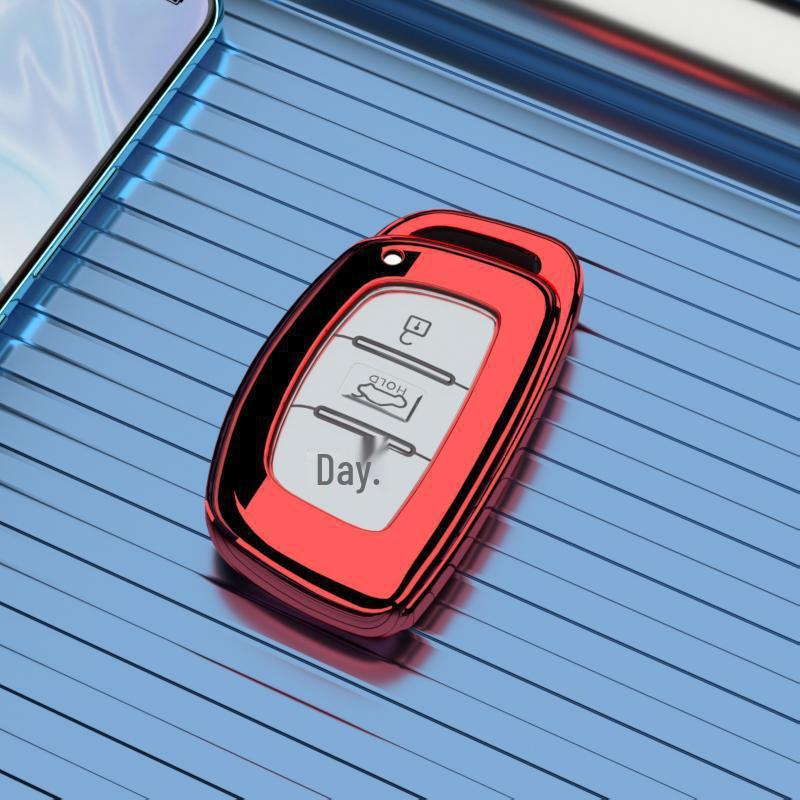 Key Cover Case and Buckle Chain for 2015-2020 Hyundai Tucson - Compatible with Beijing 19 and 2018 models.