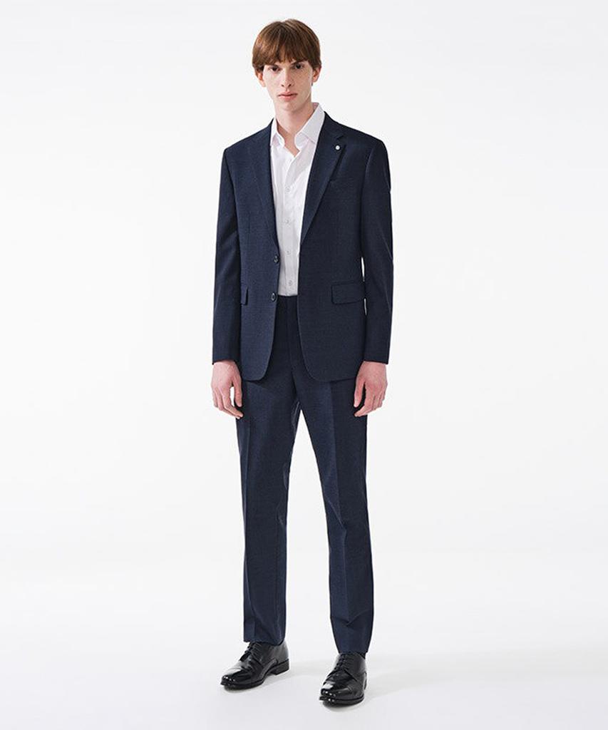 STCO Summer Wool 49 Micro Pattern Pants Navy (Classic Fit)_Sslub56Ccn