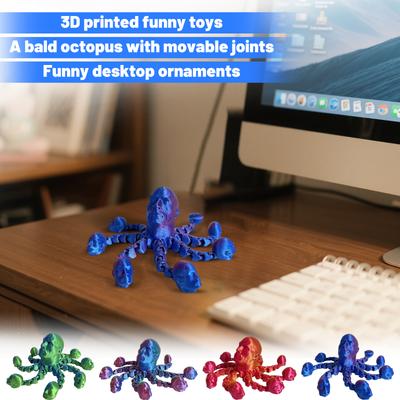3D Printed Funny Toy: Articulated, Bald Novelty Desktop Ornament