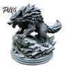 3D Printed Wolf Statue, Howling Wolf Figurine, Wild Wolf on Rock Sculpture, Collectible Animal Ornament for Home Office Desk