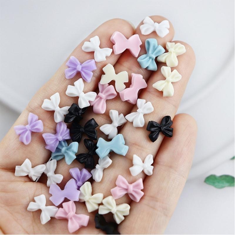 50pcs/set Bows Nail Charm Matte Bowknot Nail Charm Flatback Nail Charms Bows Nail Art Decoration DIY Bows Nails Jewelry