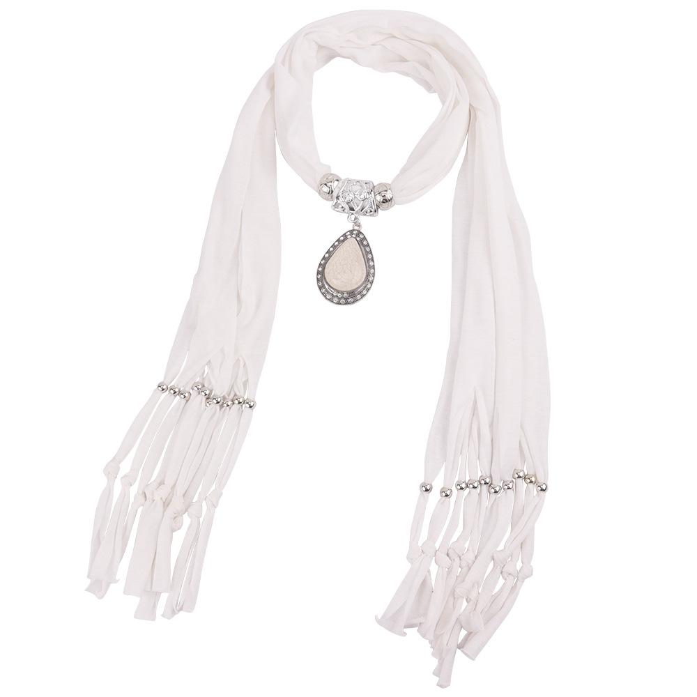 Элегантный полиэстеровый шарф-снуд с кисточками и подвеской-каплей – Женский модный однотонный шейный платок 180*40