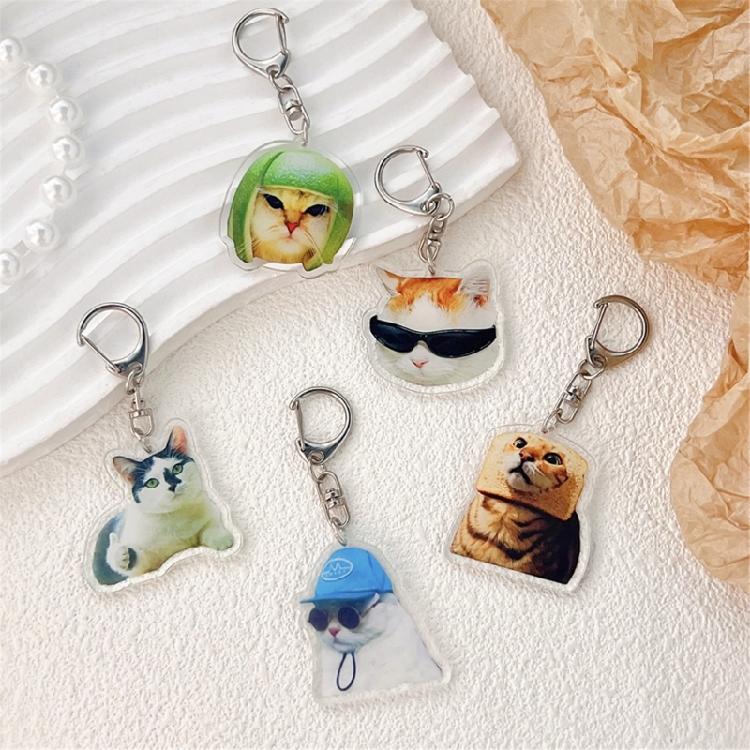 Funny Cat Face Acrylic Keychain Stylish and Sturdy Keyring Accessory Bag Pendant Suitable for Multiple Occasion