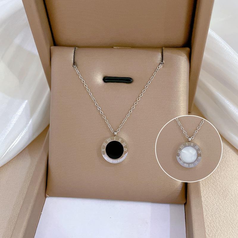 Roman Double-Sided Minimalist Wind Stove Real Gold Necklace Female Collarbone Chain With Jewelry