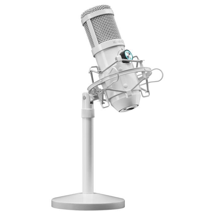 Microphone Studio - Mars Gaming - MMICX - Blanc - USB Plug &amp; Play - Haute Définition