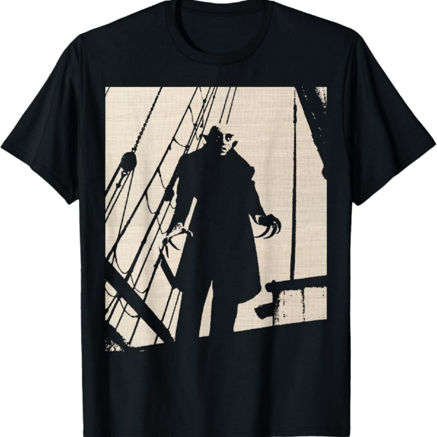 Классический Хоррор-Монстр Носферату Винтажная Футболка с Вампиром S
