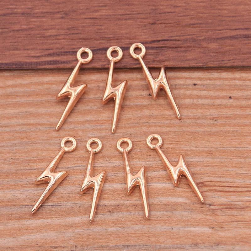 Zinc Alloy Mini Lightning Pendant Charm, 3 Colors, 5x20mm