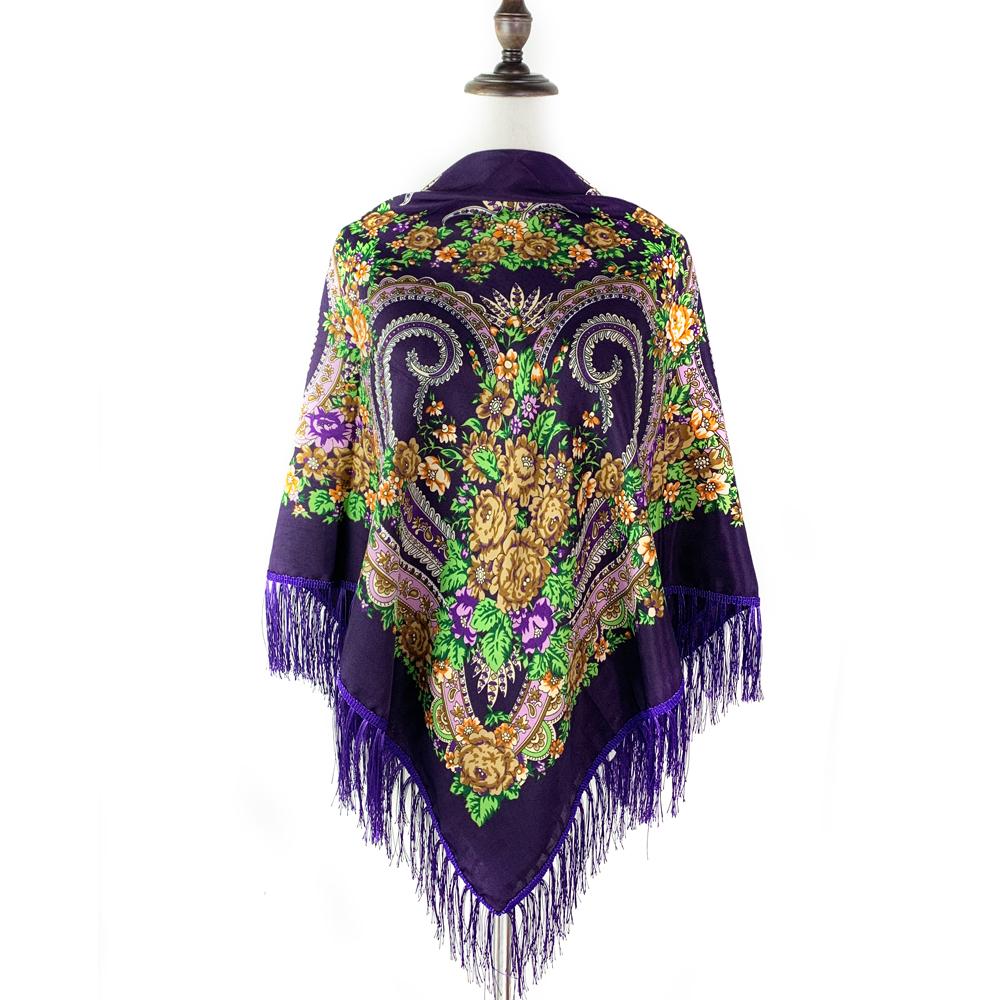 135*135cm Luxury Floral Print Ukrainian Square Scarf