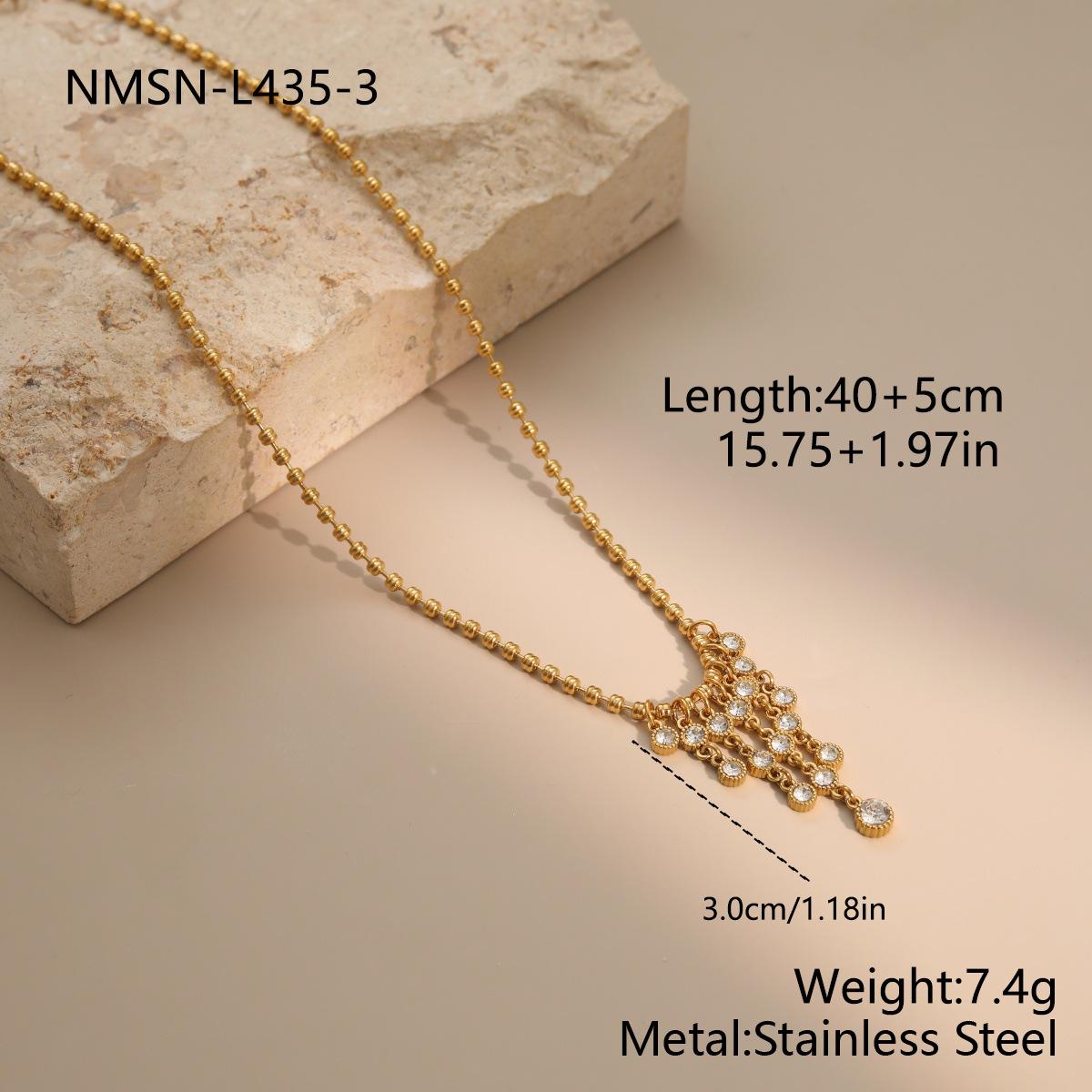 GEMCHIC Women s Stainless Steel Fan Tassel Zircon Necklace Fashion Geometric Chain Pendant Jewelry