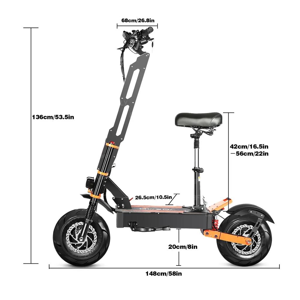 X8 PRO 8000W Doppelmotor 60V Elektroroller 14 Zoll Große Offroad-Reifen Höchstgeschwindigkeit 95km/h LCD-Anzeige Faltbarer E-Scooter mit Sitz