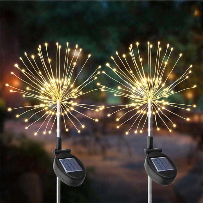 Lot 2 balises solaires - LUMISKY - FIREWORKS SPIKE - LED effet feu d'artifice - H97 cm - Eclairage extérieur décoratif