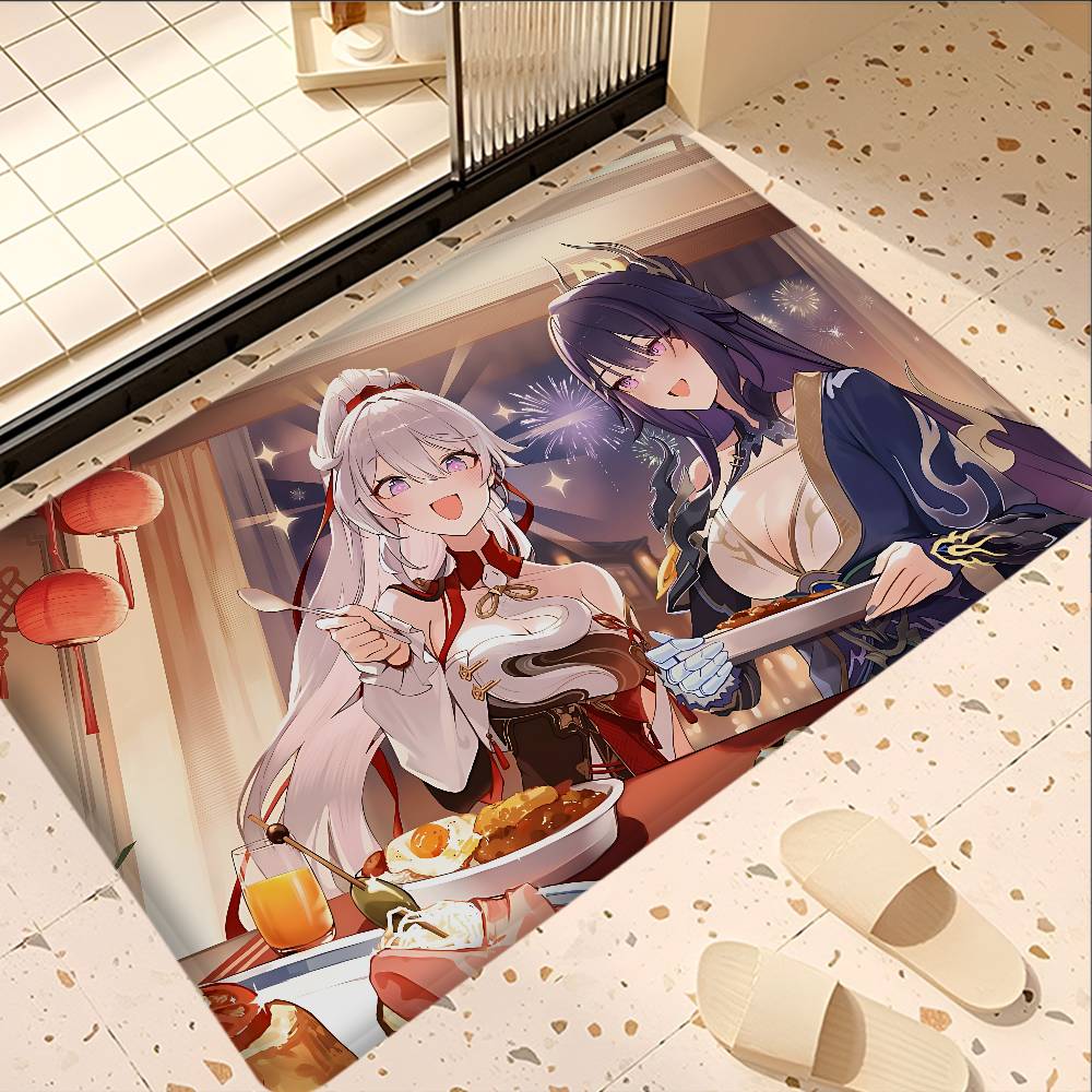 Honkai Impact Game Hallway Carpet Non-Slip Laundry Room Mat Laundry Decor Balcony Child Living Room Bedside Area Rugs