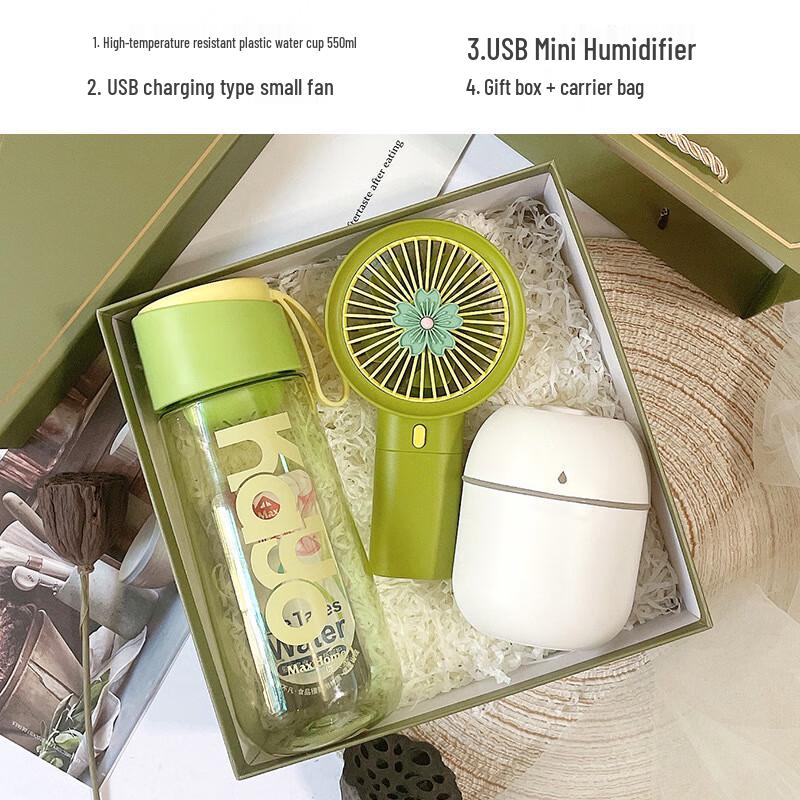 Water Cup, Humidifier & Fan Gift Set Water Cup + Humidifier + Mini Fan