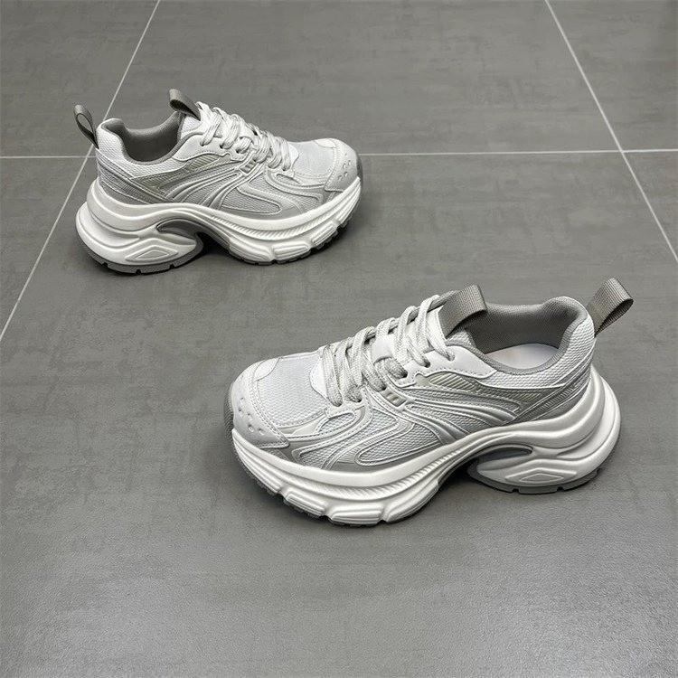 

Busan girl~ 6com height-increasing leather dad shoes for women s 2025 spring new breathable little white shoes casual sports shoes 35 сірий колір