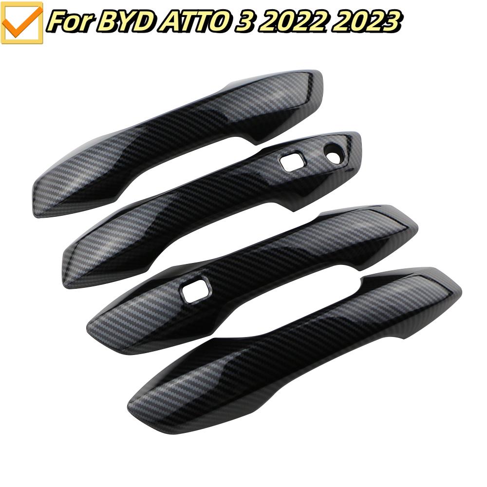 For BYD ATTO 3 2026 2026 2026 Atto3 Car Door Handle Cover with Smart Key Hole Catch Cap Trim Molding Accessories ABS Chrome