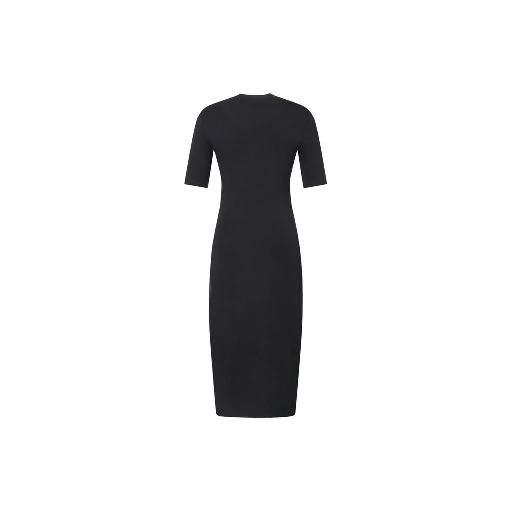 Nike Sportswear Essential Logo Embroidered Side-Slit Midi T-Shirt Dress Women Dress Black DV7879-010