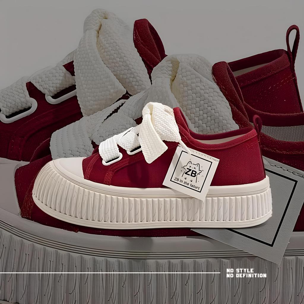 

Женские однотонные кроссовки, повседневная обувь на шнуровке для отдыха на открытом воздухе, удобные низкие парусиновые туфли 38 красный