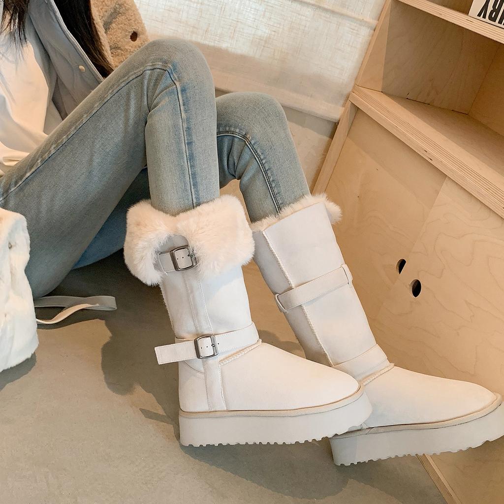 Two wear snow boots women's new winter thick-soled non-slip velvet thickened warm tall snow cotton