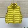Women's Short White Duck Down Ribbed Vest - 2026 Autumn/Winter Korean Style, Loose Stand Collar, Casual Fit.
