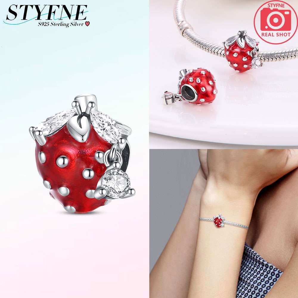 Strawberry Cherry Apple Avocado Fruit Charms Pendants Bead Fit Diybracelet Originalcopper Birthday Jewelry Fine Gift