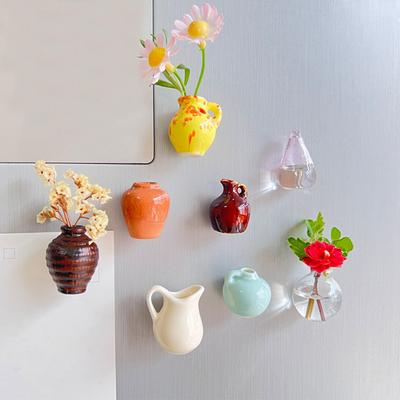 14-5 Stück Mini-Vase Superstarke Kühlschrank-Nachricht Porzellan Kühlschrankmagnete 3D Blumentopf Kühlschrankmagnet für Heimdekoration