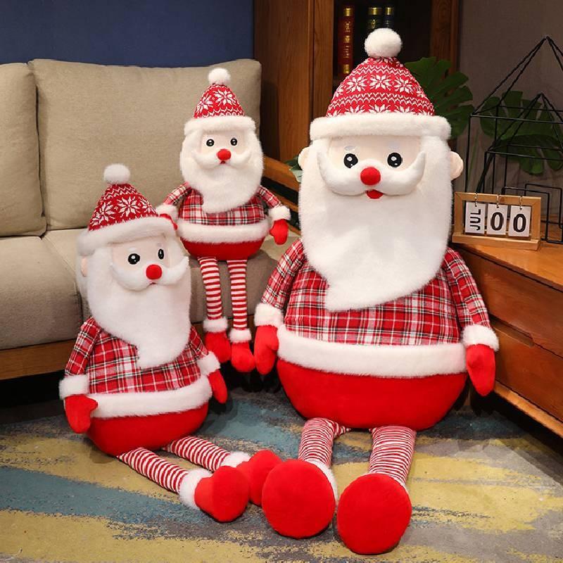 Creative Plush Santa Claus Doll With Long Legs Soft Cotton Outfit For Festive Decor