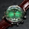 Salvatore Marra Chronograph Watch with Faceted Green and Men's Glass, Brown, SM19104-SSGRGDBR