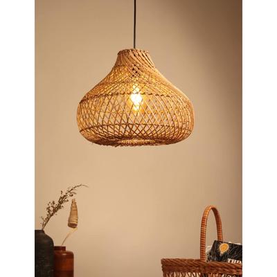 Bambusová závěsná lampa | Stínidla na lampy Boho | Třtinové stínidlo | Stínidlo ratanové lampy | Bambusové závěsné lampy (Průměr 33 cm, výška 29 cm)