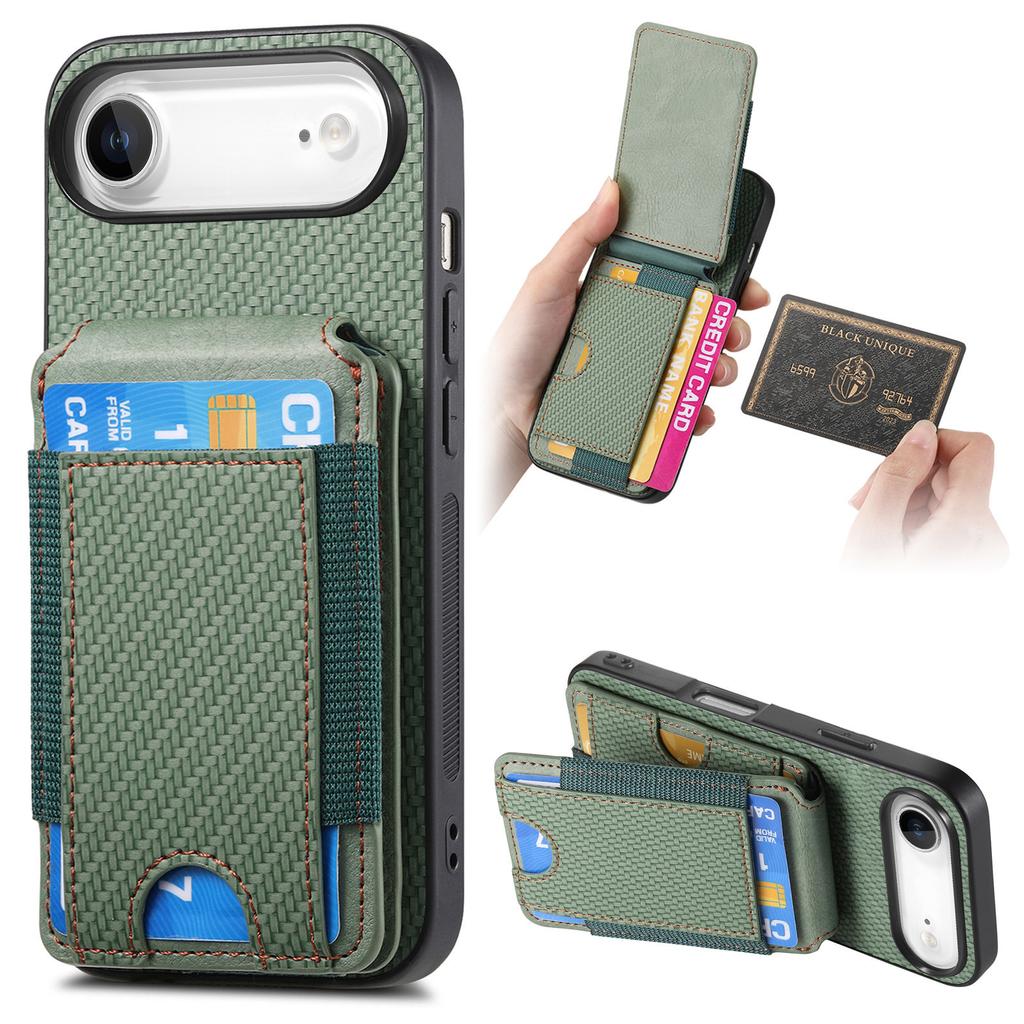 For iPhone Air Case with Card Holder Kickstand Leather Back Cover