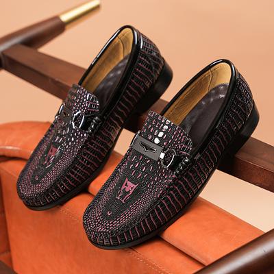 Fashion Crocodile Pattern Men Leather Loafers Non Slip Walking Flats Outdoor Slip On Casual Shoe Man Work Office Driving Shoes Moccasins