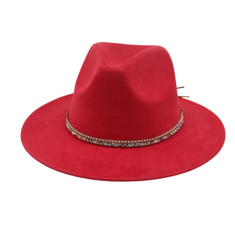 Diamond Flat-Brimmed Shade Men'S And Women'S Suede Hats Western Cowboy Hats Jazz Top Hats
