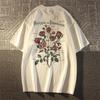 New Fashion American Retro Rose 100 Cotton Adult Mens Daily Cool Comfortable Versatile Soft Breathable Shortsleeved Tshirt