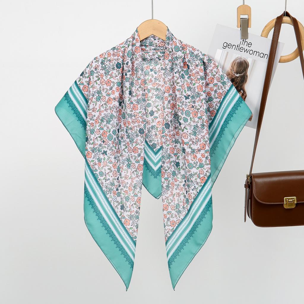 Women Floral Printed Square Scarf Hijabs Scarves For Women Muslim Shawls Malaysia Headscarf Wraps Headband Kerchief 110*110Cm