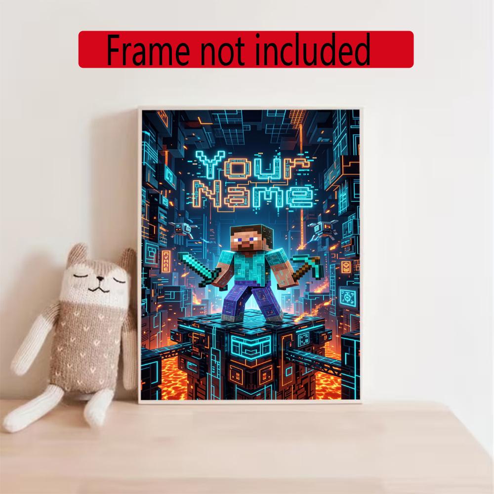 Minecraft Personalized Name Diamond Paintings Mosaic Wall Round Diamond Art Painting Kits Embroidery Crystal Accessories Frameless