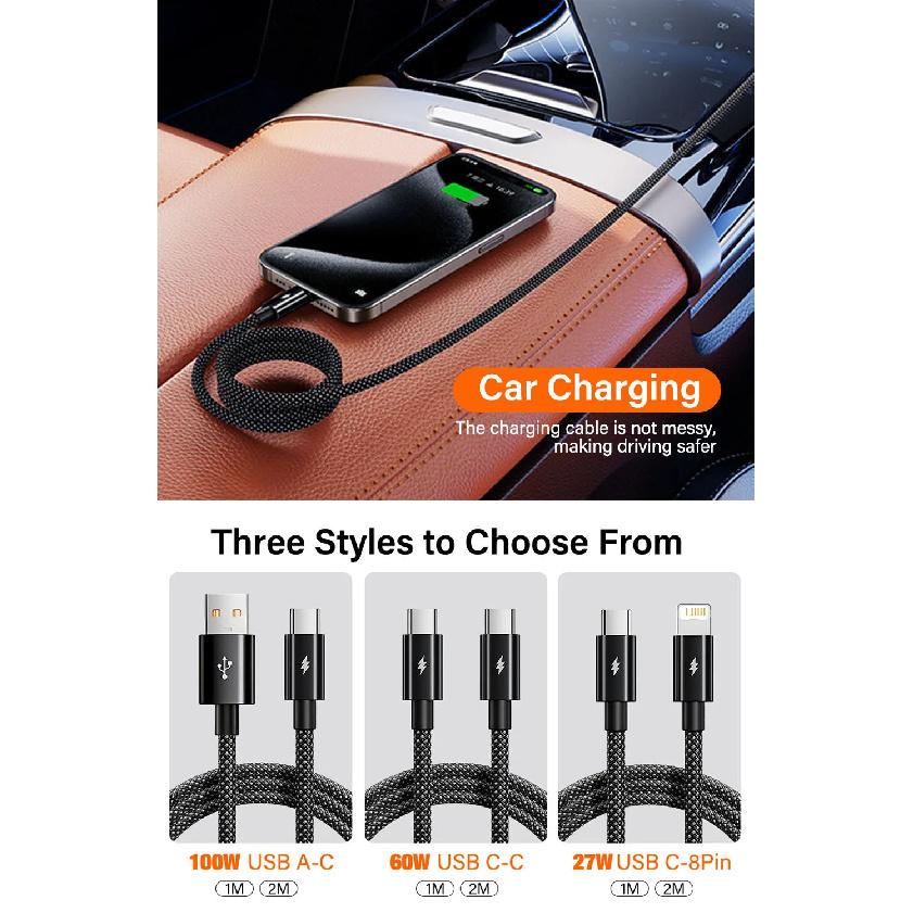 100W 27W Magnetic Type C USB to For iOS Cable Coiled Fast Charging for iPhone 15 14 16 Pro max Samsung S25 Google Magnet Storage