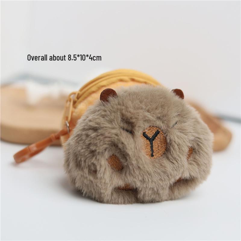 

Кошелек для монет Capybara Plush: Милая сумка для наушников и брелок для любителей морских свинок Standard