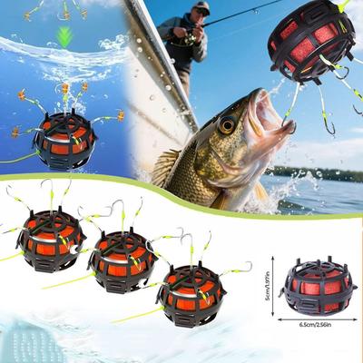 Gancio Stringa Gabbia per Esca da Pesca 6 Ganci Gruppo Filo in Acciaio al Carbonio Piombo Alimentatore Nuovo Design Forma Quadrata Esca Gabbia a Molla per Esca da Pesca