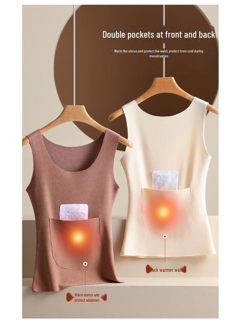 Dámská bezešvá hřejivá vesta z německého sametu s dvojitými kapsami - Zesílená pro podzim a zimu.