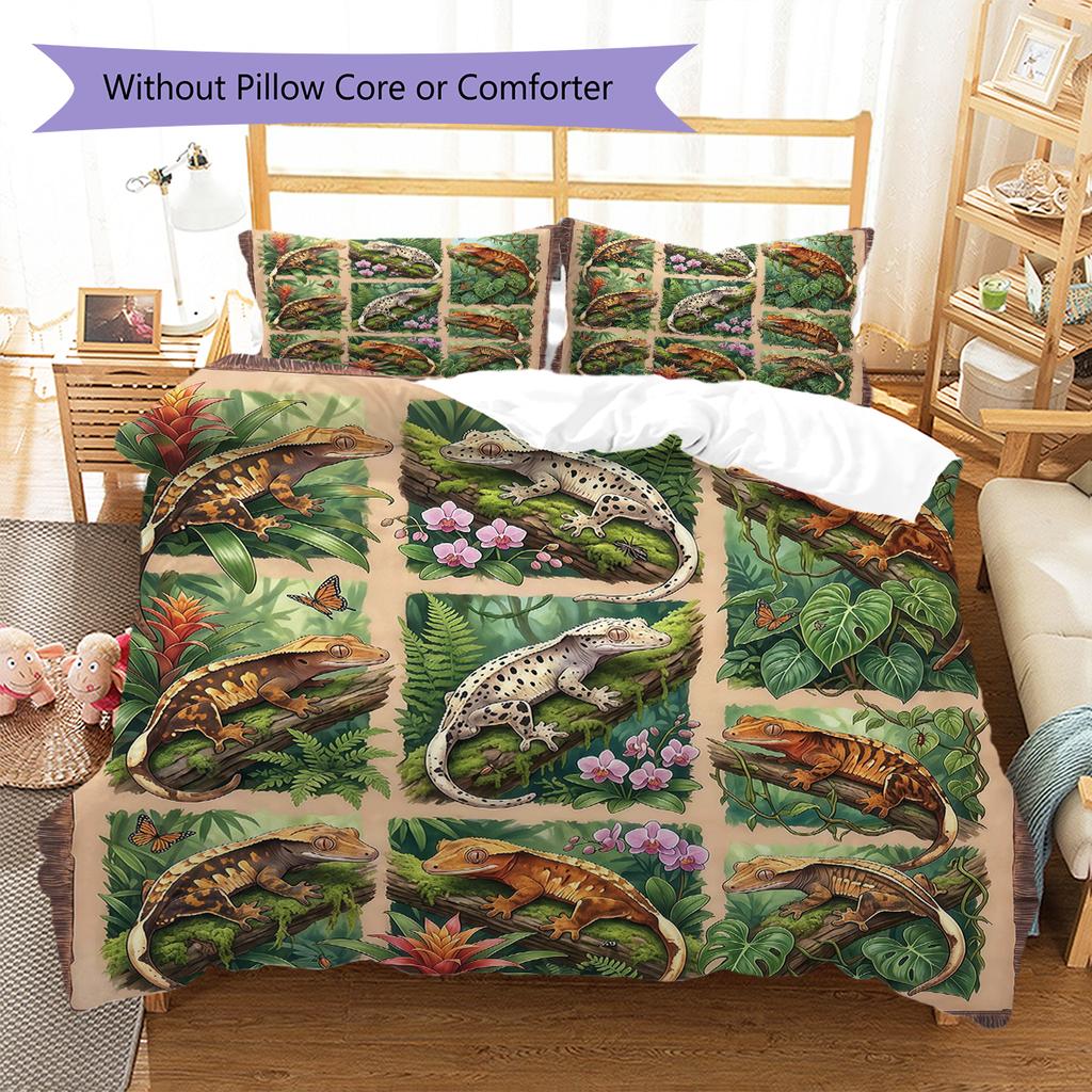 Retro Ölgemälde Tiere Muster Bettwäsche, Steppbett Set Bettbezug Kissenbezug Zuhause Geburtstagsgeschenk (1 Bettbezug + 2 Kissenbezüge, ohne Füllung)