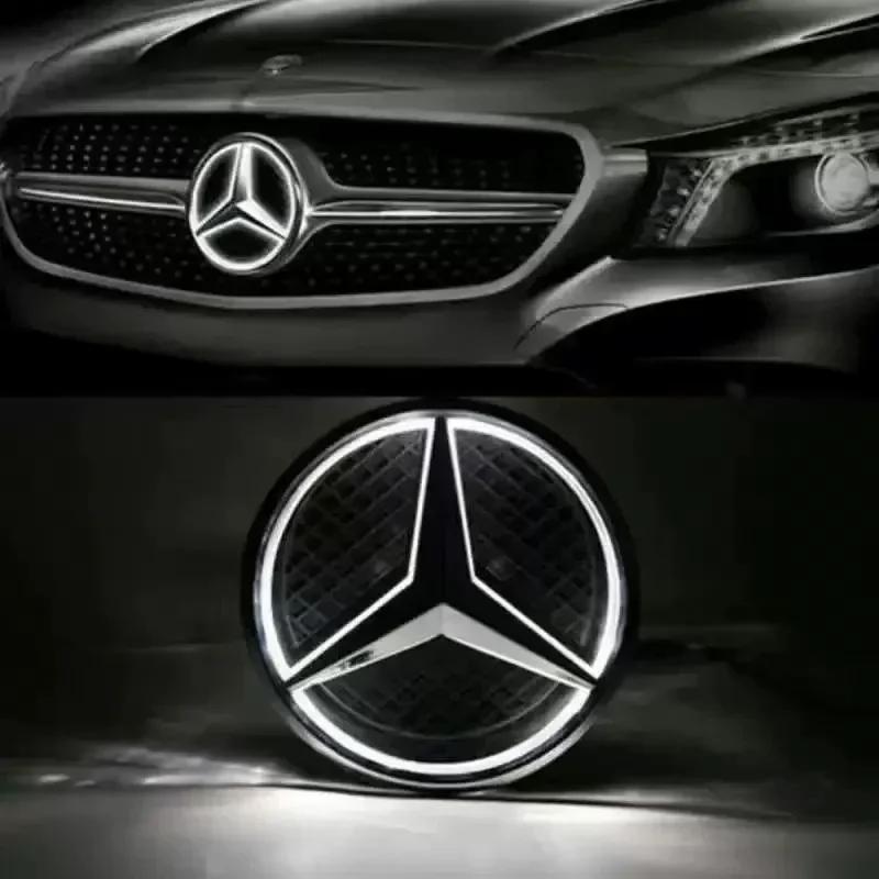 YEW1 Black & Silver Border Car Front Grille Star Emblem for Mercedes-Benz W205, C, E, ML, GL, GLA, CLA (2013-2016)
